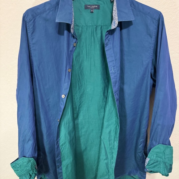 Ted Baker London Blue/Turquoise Button Down Shirt. Mens Size 5 - Picture 2 of 4